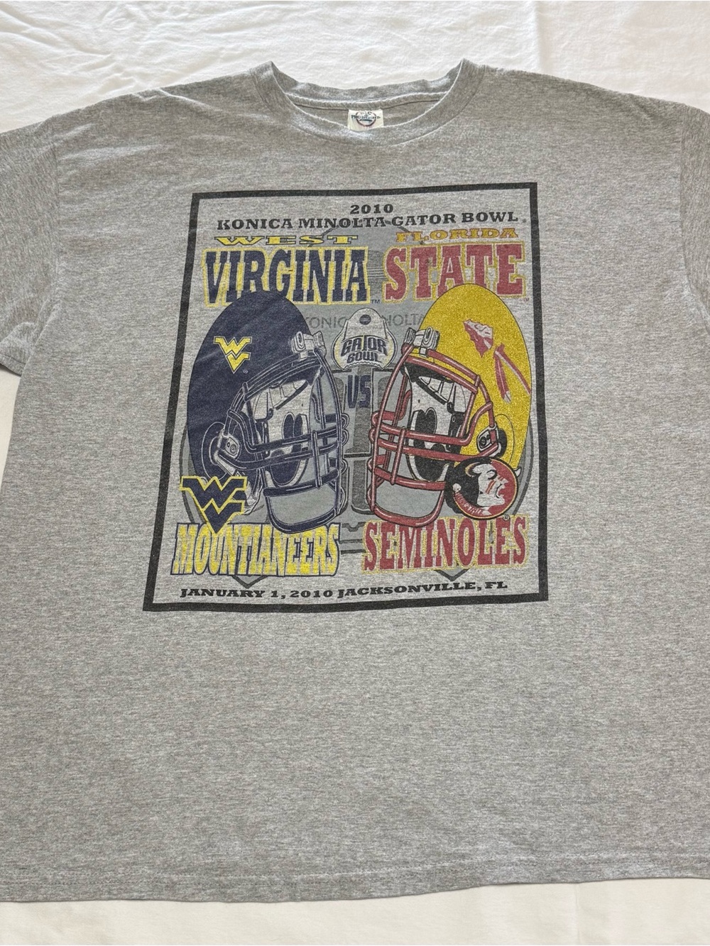 Delta Gray Florida State vs West Virginia 2010 Gator Bowl Tee